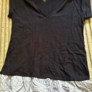 LOFT Navy V-Neck Short Sleeve Top